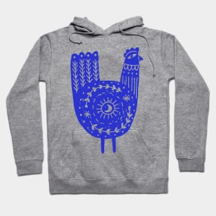 Folk Art Chicken Blue Hoodie